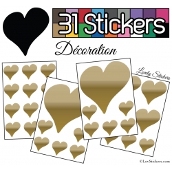 31 Stickers Coeurs  10CM 5CM 3CM - Autocollant décoration