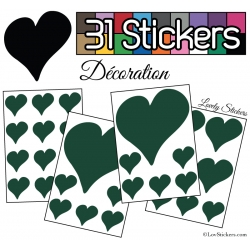 31 Stickers Coeurs  10CM 5CM 3CM - Autocollant décoration