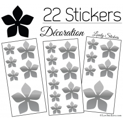 22 Stickers Fleurs 8CM 5CM 3CM  - Vinyle Autocollant decoration