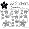 22 Stickers Fleurs 8CM 5CM 3CM  - Vinyle Autocollant decoration