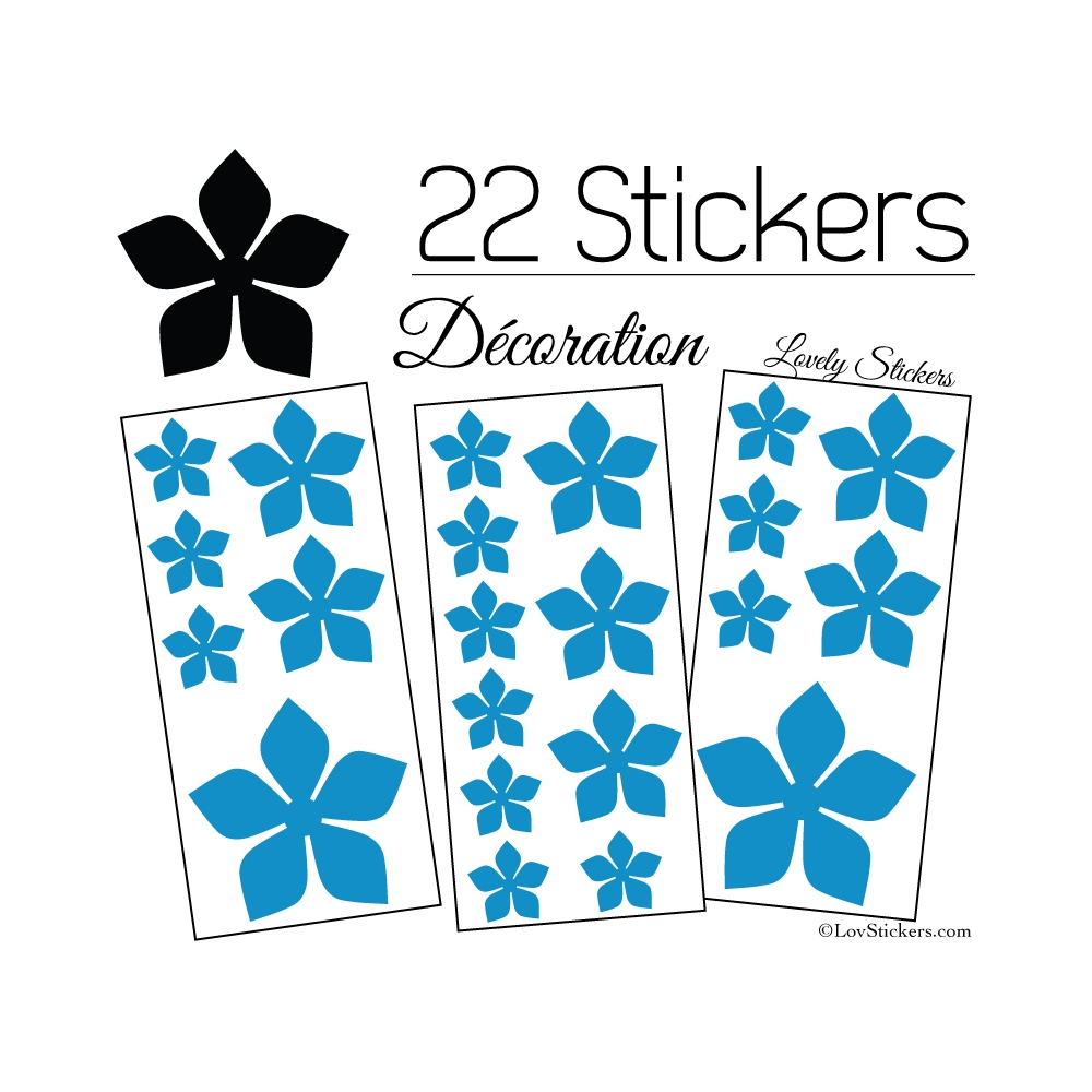 22 Stickers Fleurs 8CM 5CM 3CM  - Vinyle Autocollant decoration