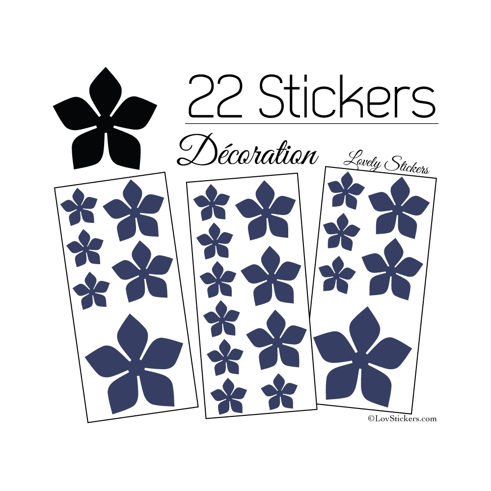 22 Stickers Fleurs 8CM 5CM 3CM  - Vinyle Autocollant decoration