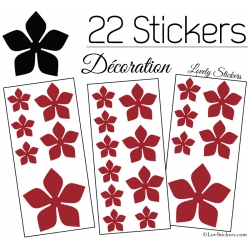 22 Stickers Fleurs 8CM 5CM 3CM  - Vinyle Autocollant decoration