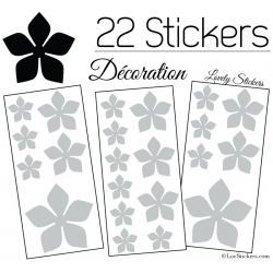 22 Stickers Fleurs 8CM 5CM 3CM  - Vinyle Autocollant decoration