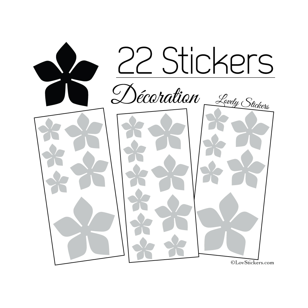 22 Stickers Fleurs 8CM 5CM 3CM  - Vinyle Autocollant decoration