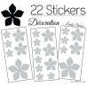 22 Stickers Fleurs 8CM 5CM 3CM  - Vinyle Autocollant decoration