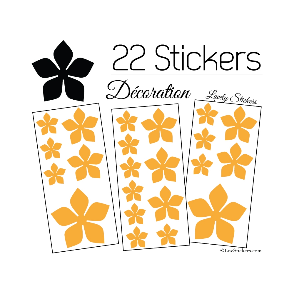 22 Stickers Fleurs 8CM 5CM 3CM  - Vinyle Autocollant decoration