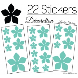 22 Stickers Fleurs 8CM 5CM 3CM  - Vinyle Autocollant decoration