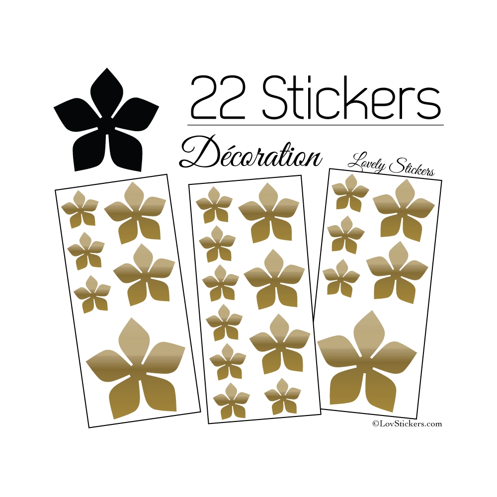 22 Stickers Fleurs 8CM 5CM 3CM  - Vinyle Autocollant decoration