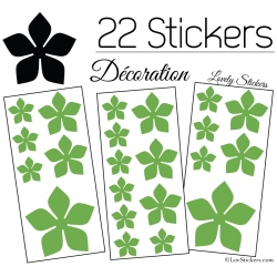 22 Stickers Fleurs 8CM 5CM 3CM  - Vinyle Autocollant decoration