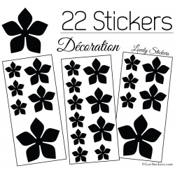 22 Stickers Fleurs 8CM 5CM 3CM  - Vinyle Autocollant decoration