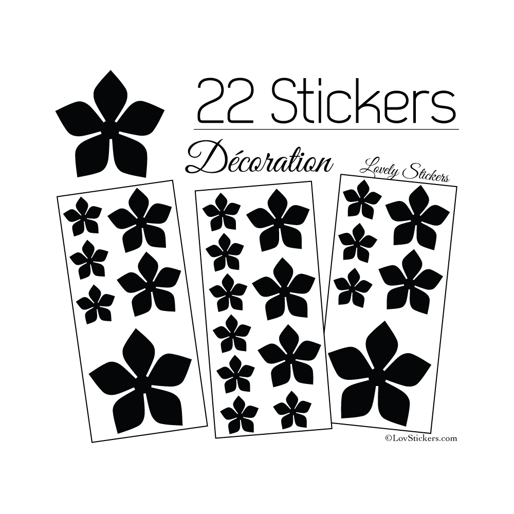 22 Stickers Fleurs 8CM 5CM 3CM  - Vinyle Autocollant decoration