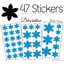 47 Stickers Fleurs 6CM à 3CM - 6 Petales - Autocollant décoration