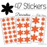 47 Stickers Fleurs 6CM à 3CM - 6 Petales - Autocollant décoration