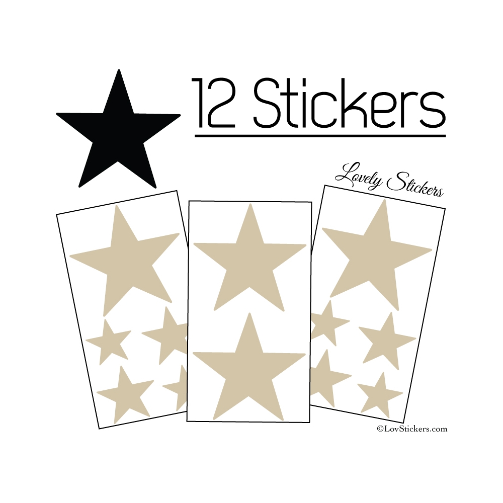 12 Etoiles - Stickers de Decoration Autocollant