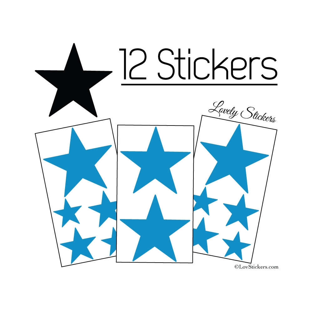 12 Etoiles - Stickers de Decoration Autocollant