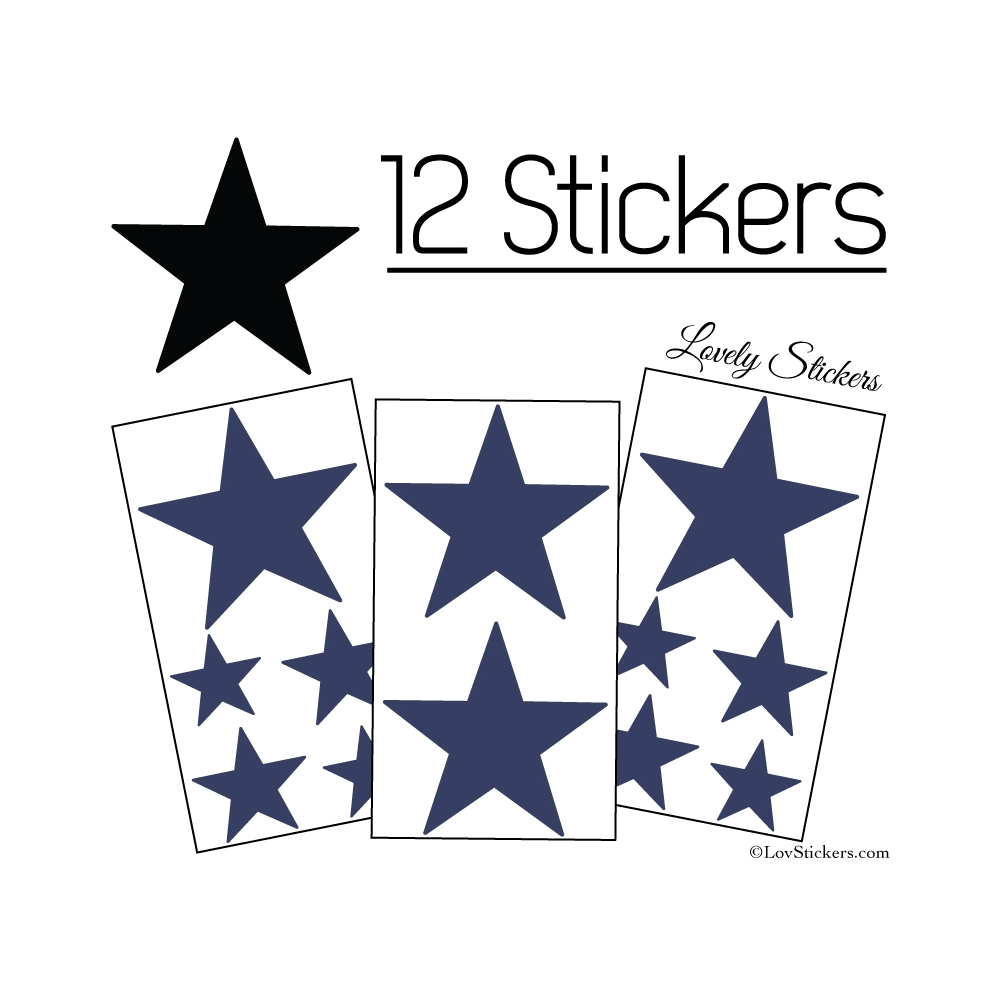 12 Etoiles - Stickers de Decoration Autocollant