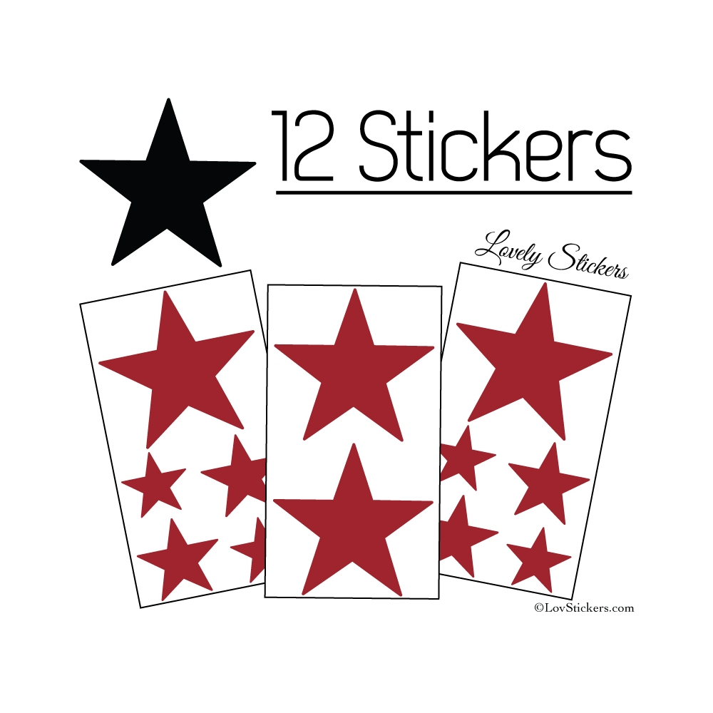 12 Etoiles - Stickers de Decoration Autocollant