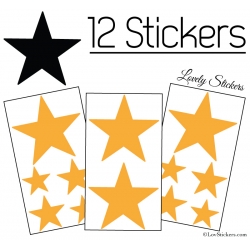 12 Etoiles - Stickers de Decoration Autocollant