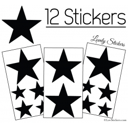 12 Etoiles - Stickers de Decoration Autocollant