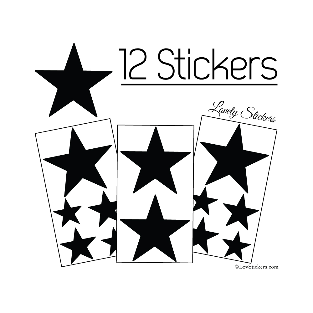 12 Etoiles - Stickers de Decoration Autocollant