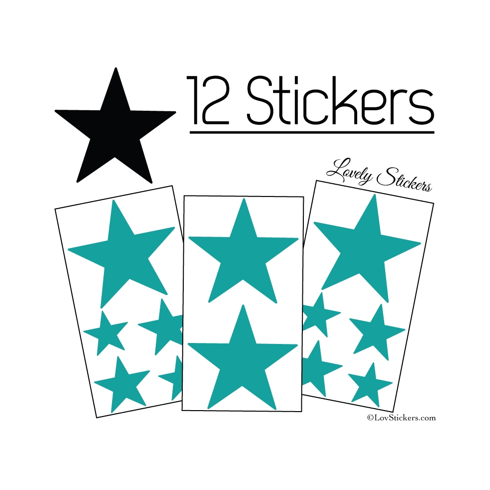 12 Etoiles - Stickers de Decoration Autocollant