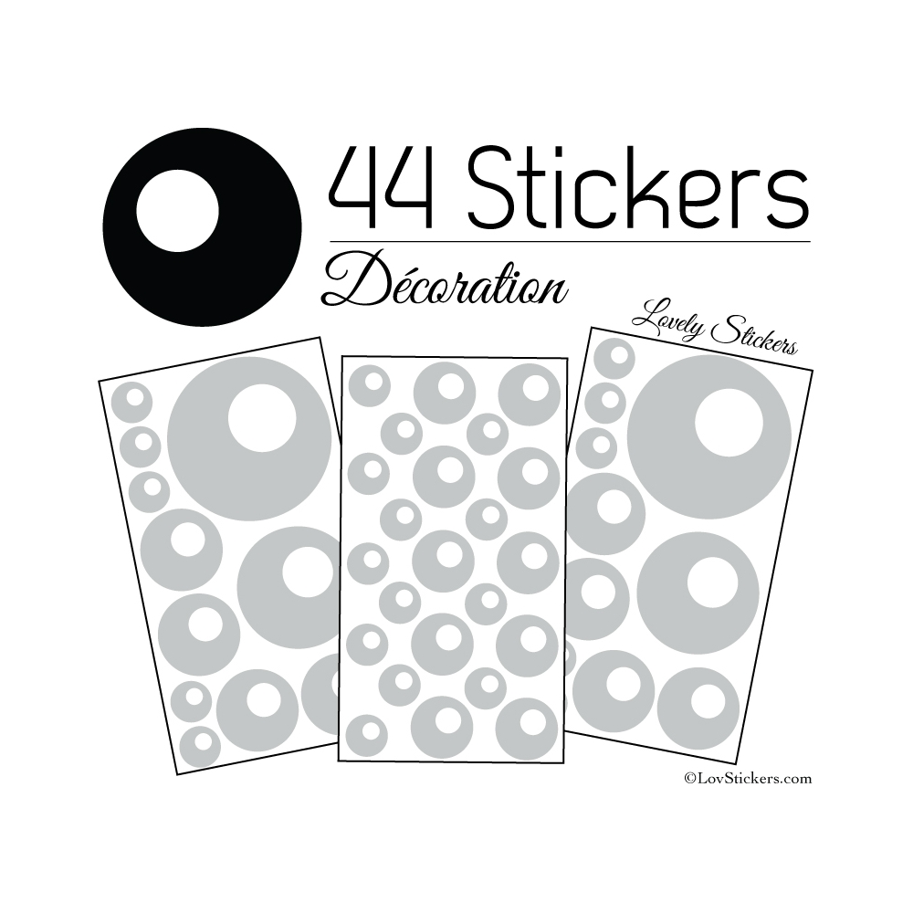 44 Stickers Ronds Bulles - Autocollant Décoration