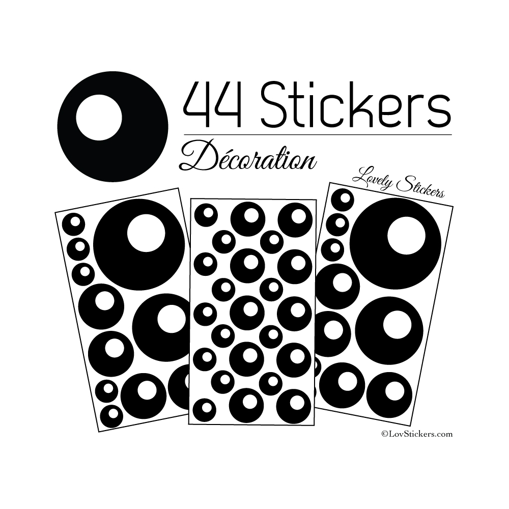 44 Stickers Ronds Bulles - Autocollant Décoration