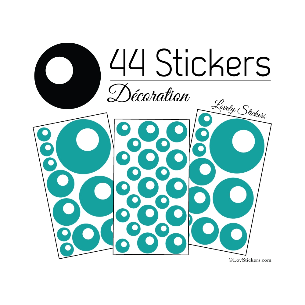 44 Stickers Ronds Bulles - Autocollant Décoration