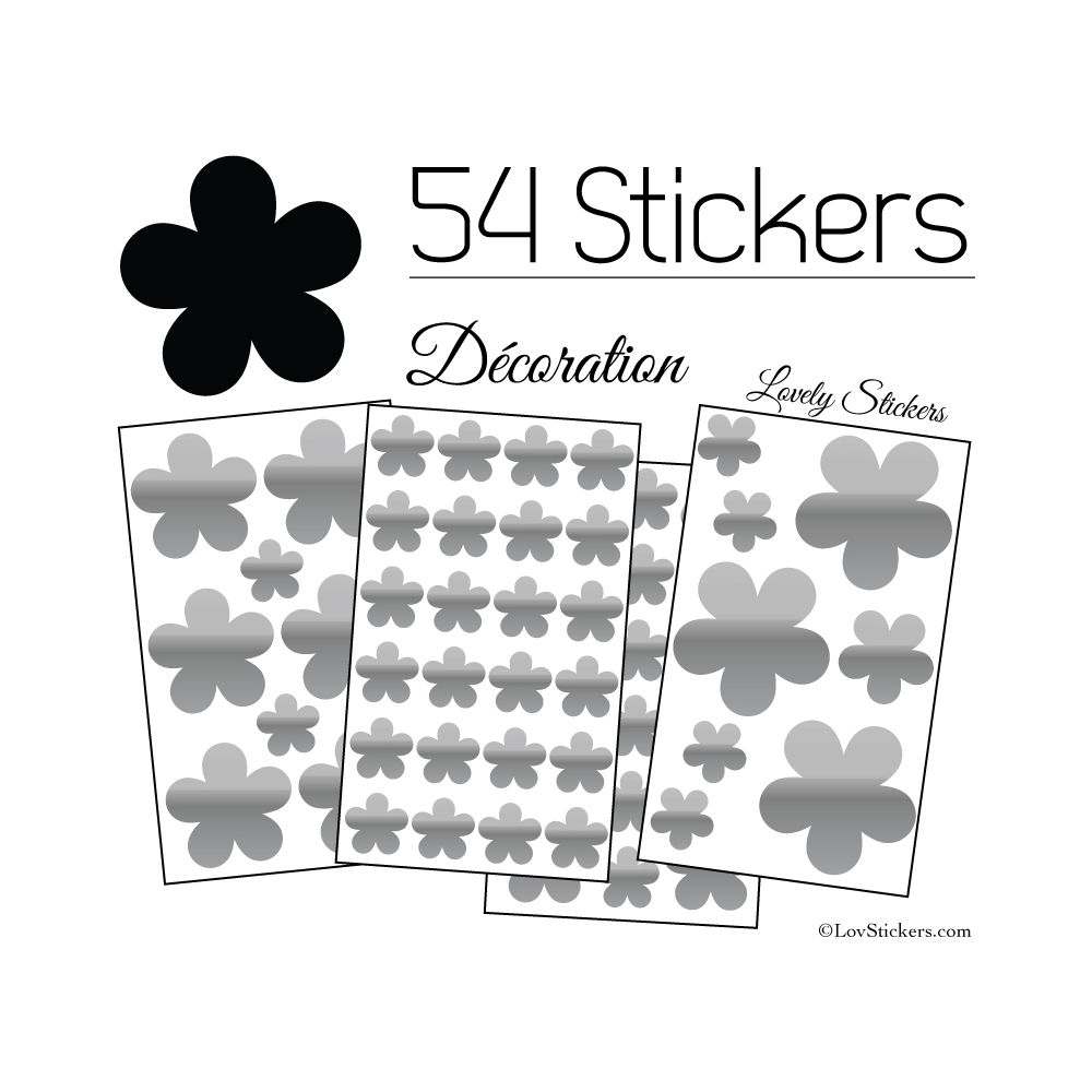 54 Fleurs Stickers - Autocollant decoration modèle fleur No2b