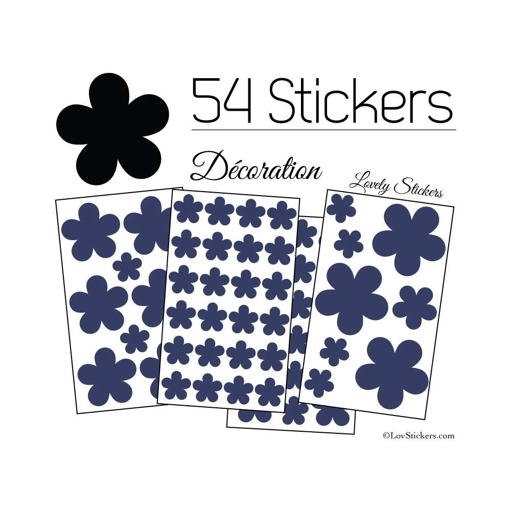 54 Fleurs Stickers - Autocollant decoration modèle fleur No2b