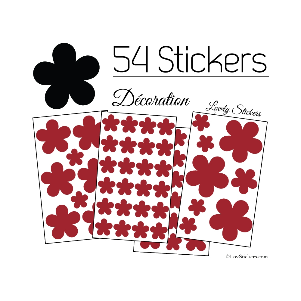 54 Fleurs Stickers - Autocollant decoration modèle fleur No2b