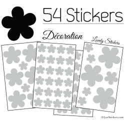 54 Fleurs Stickers - Autocollant decoration modèle fleur No2b