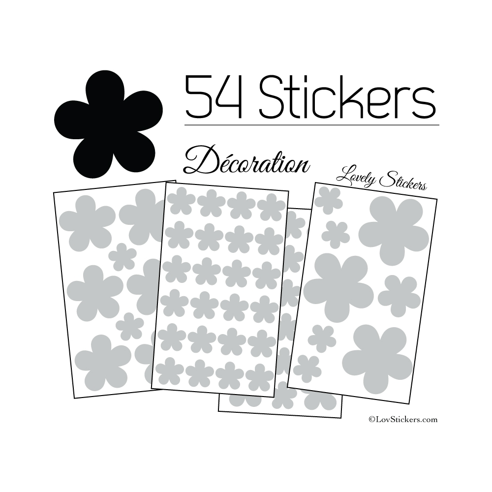 54 Fleurs Stickers - Autocollant decoration modèle fleur No2b