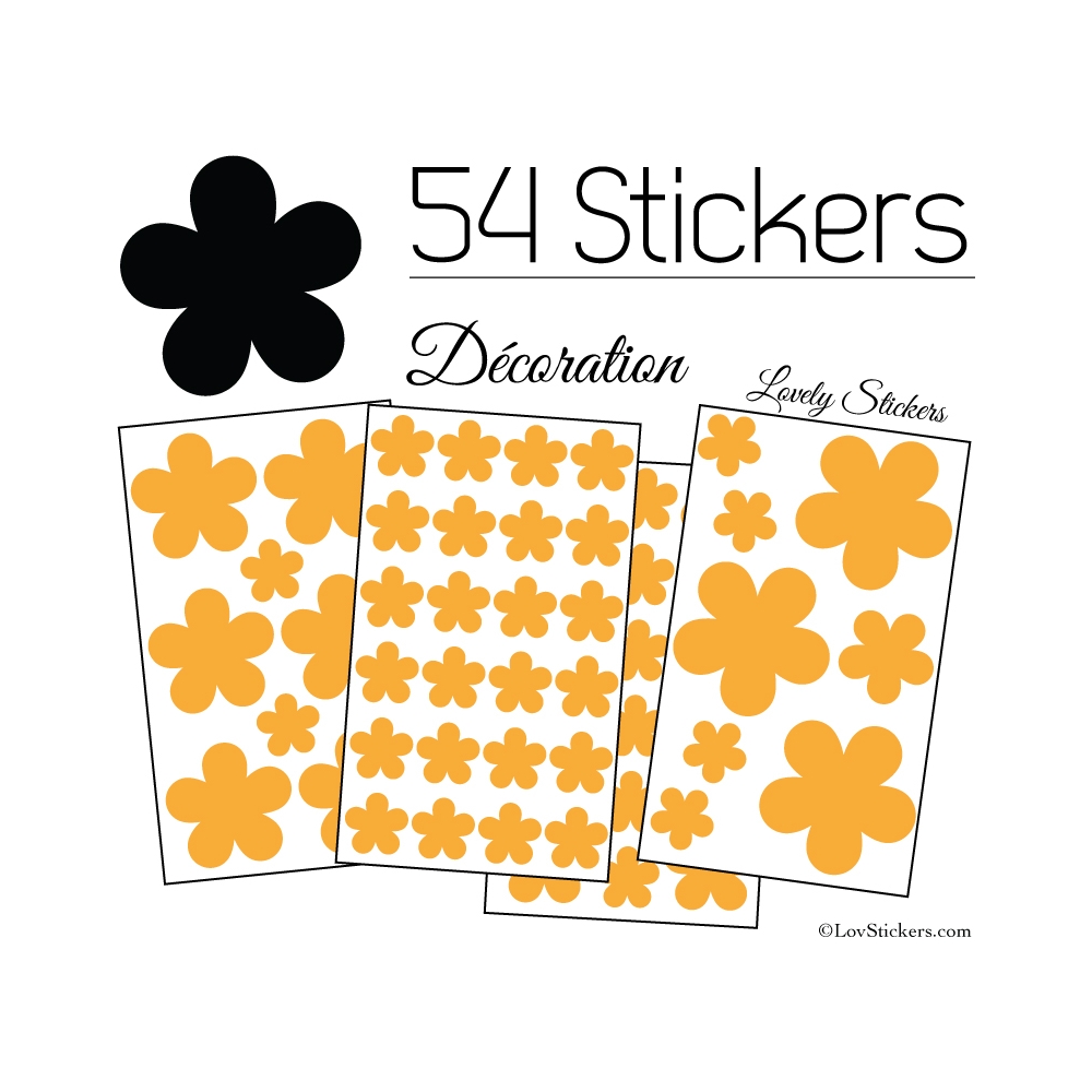 54 Fleurs Stickers - Autocollant decoration modèle fleur No2b