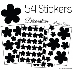 54 Fleurs Stickers - Autocollant decoration modèle fleur No2b