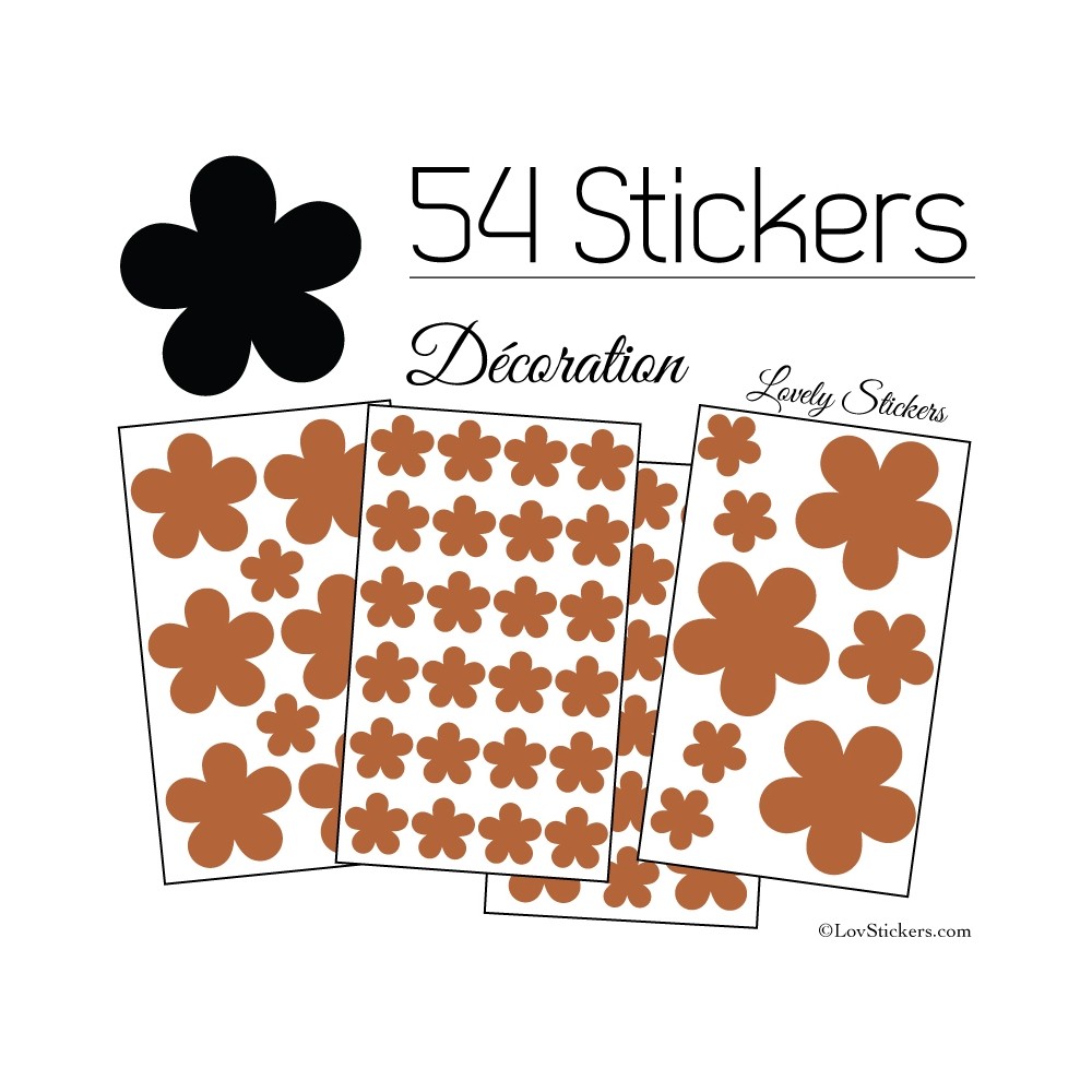 54 Fleurs Stickers - Autocollant decoration modèle fleur No2b