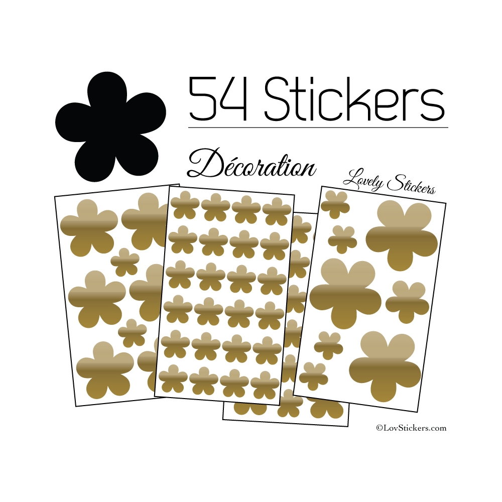 54 Fleurs Stickers - Autocollant decoration modèle fleur No2b