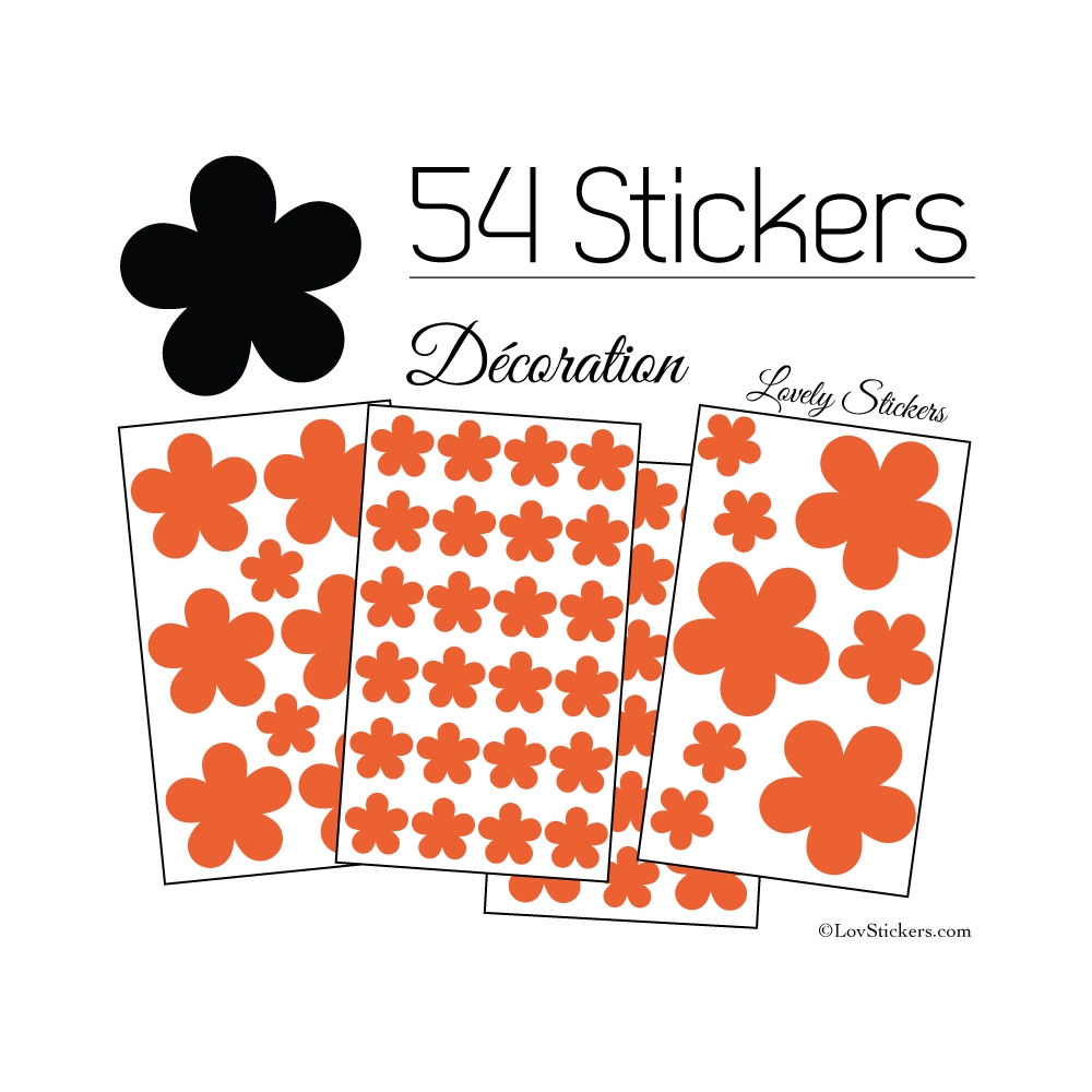 54 Fleurs Stickers - Autocollant decoration modèle fleur No2b