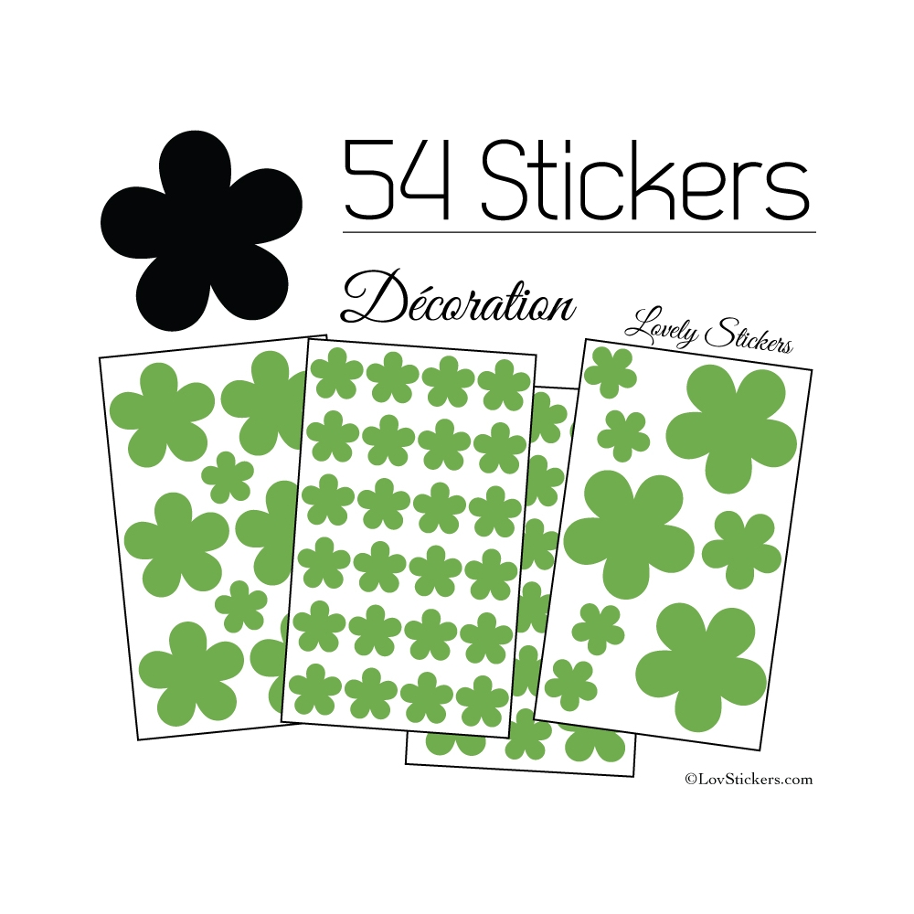 54 Fleurs Stickers - Autocollant decoration modèle fleur No2b