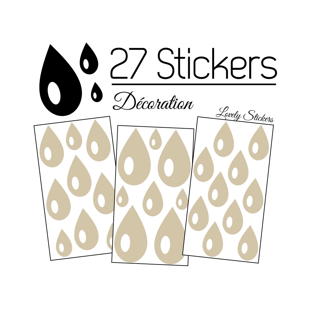 27 Gouttes d'eau Mixte Stickers - Autocollant