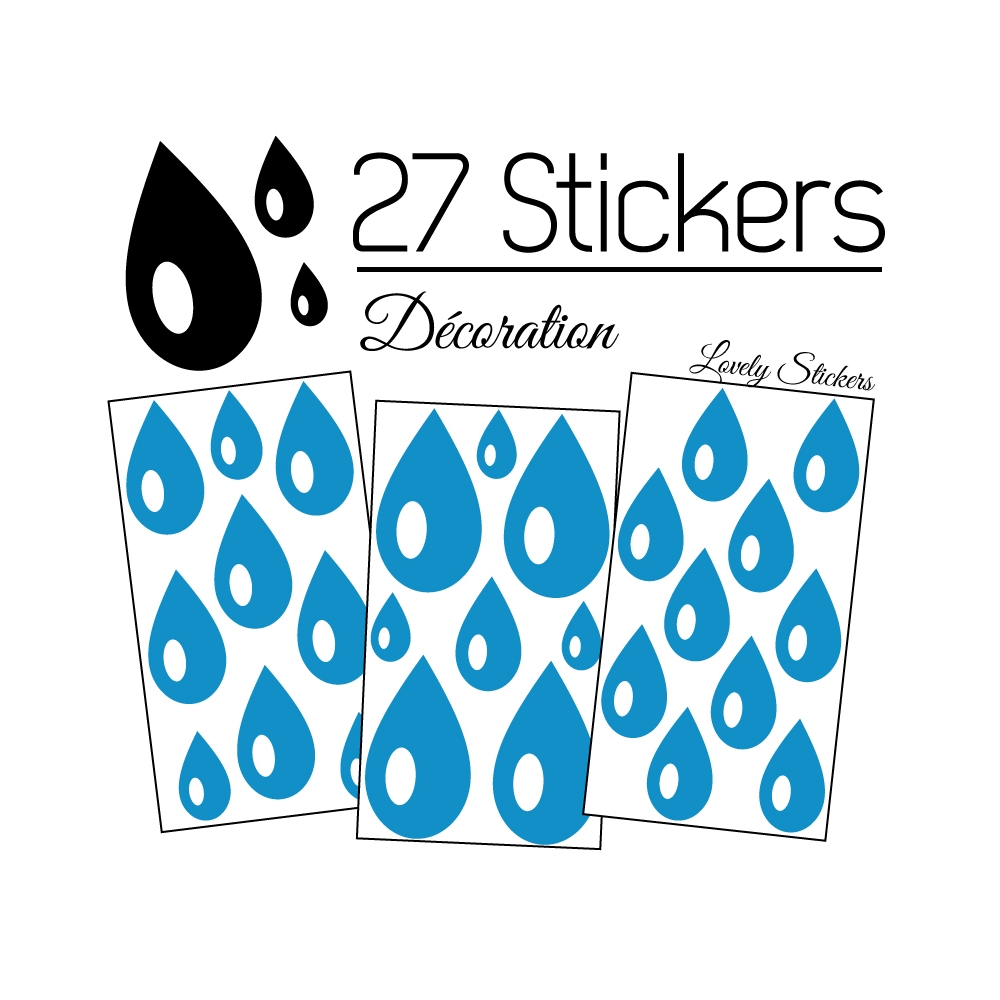 27 Gouttes d'eau Mixte Stickers - Autocollant