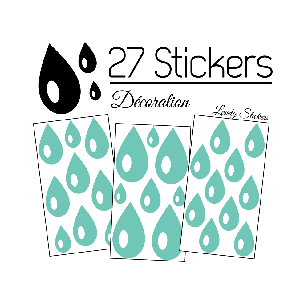 27 Gouttes d'eau Mixte Stickers - Autocollant