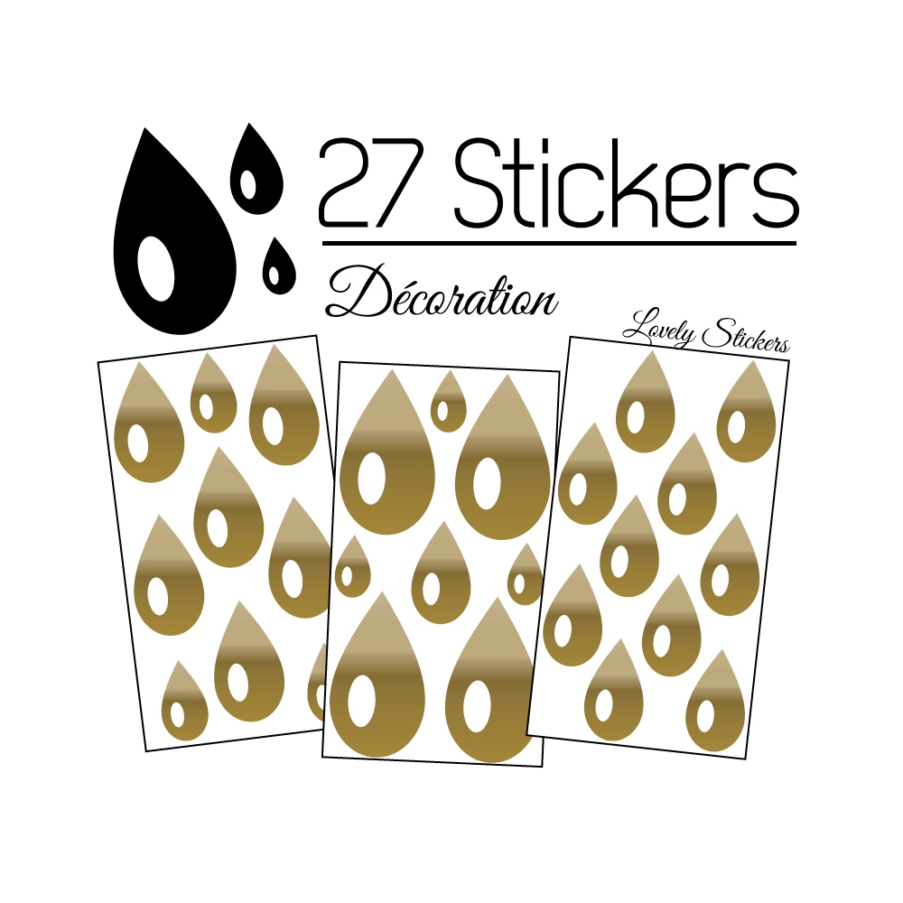 27 Gouttes d'eau Mixte Stickers - Autocollant