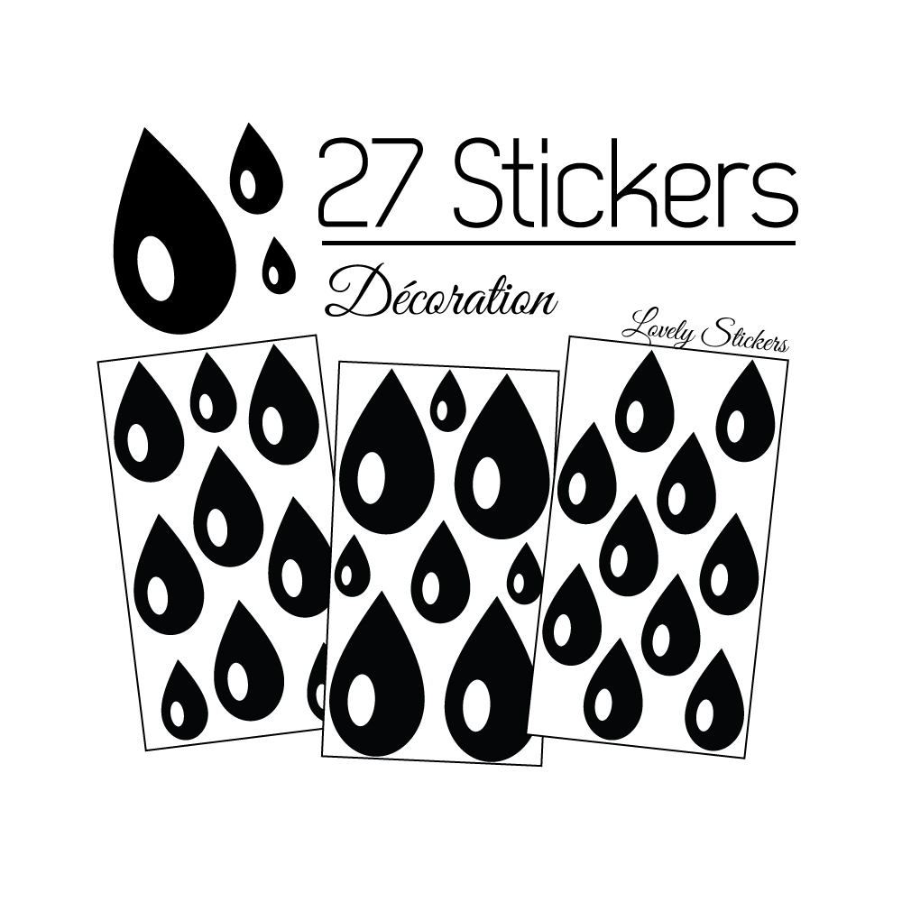 27 Gouttes d'eau Mixte Stickers - Autocollant