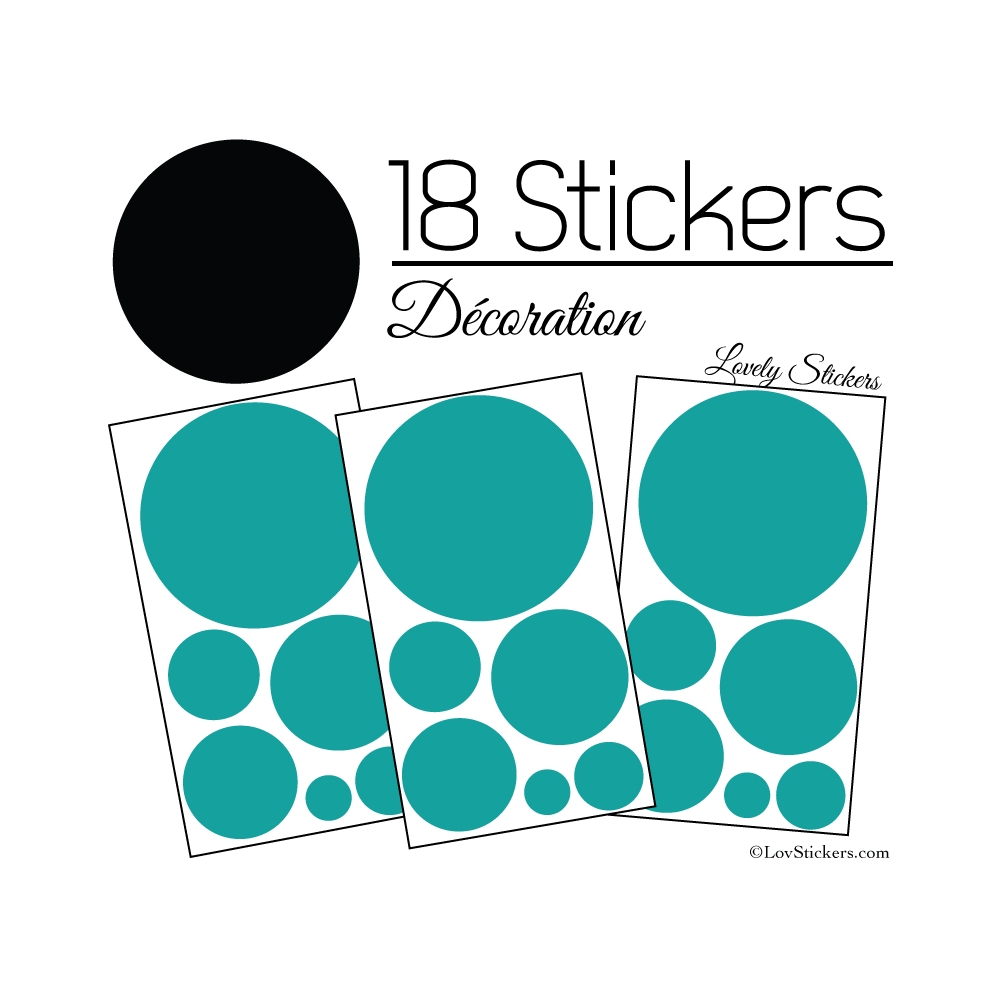 Stickers 18 Ronds Mixte - Decoration Intérieur