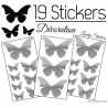 19 Stickers Papillons 10cm à 4cm - Serie décoration Papillons Modèle 2