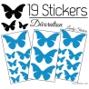 19 Stickers Papillons 10cm à 4cm - Serie décoration Papillons Modèle 2