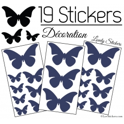 19 Stickers Papillons 10cm à 4cm - Serie décoration Papillons Modèle 2