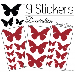 19 Stickers Papillons 10cm à 4cm - Serie décoration Papillons Modèle 2